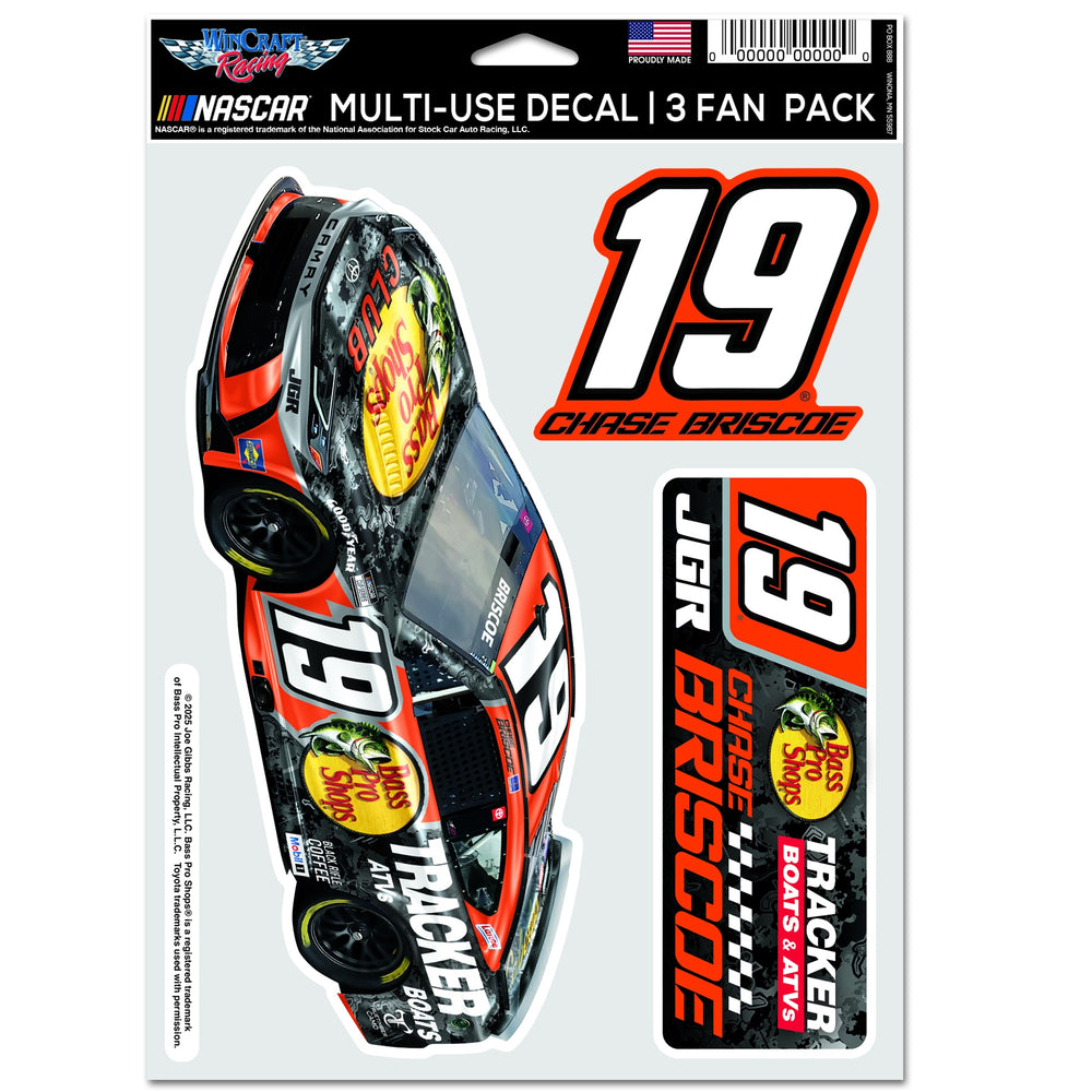 Chase Briscoe 2025 Bass Pro Shops 3 Fan Pack Multi Use Decal